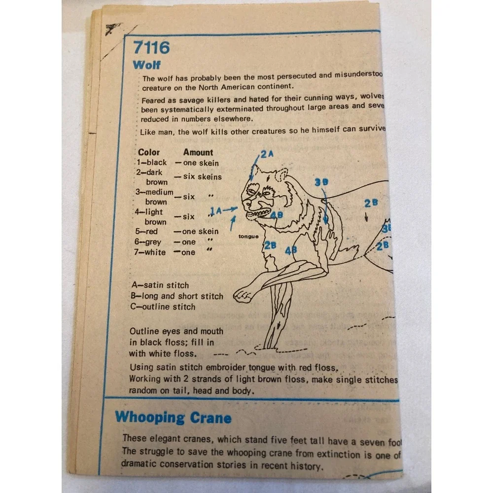 Vintage 1975 Simplicity 7116 WWF Endangered Species Embroidery Transfer Pattern